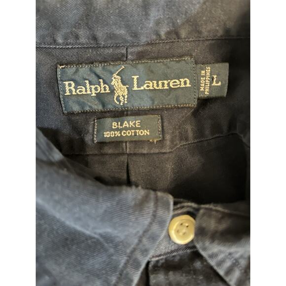 VTG Ralph Lauren Blake Men Navy Blue Button Down Long Sleeve Shirt Sz L EUC - Picture 5 of 5